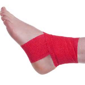 Ankle Wrapped in Red Tape Pic